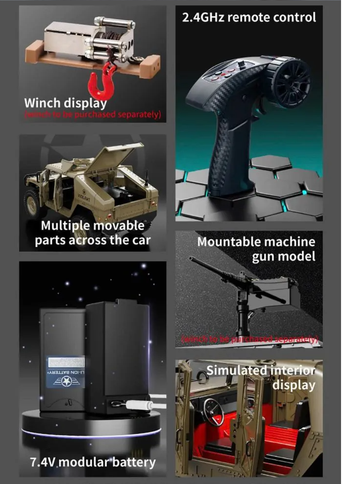 Xe Địa Hình Điều Khiển Từ Xa JJRC C8835-Hummer Jeep 1/16 