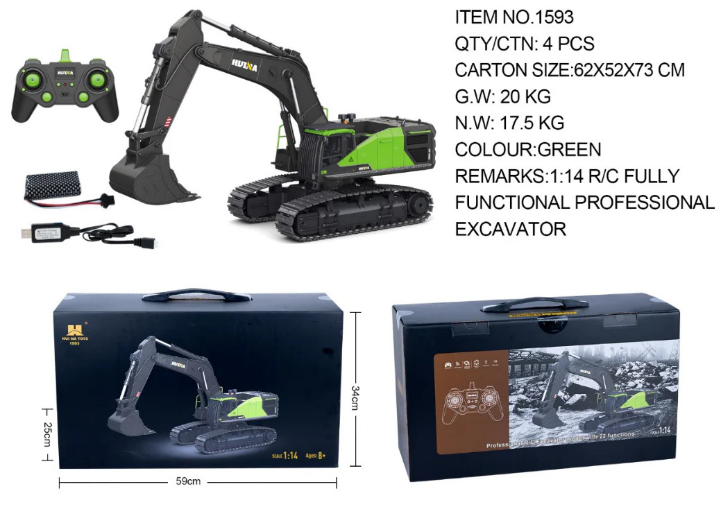 Máy xúc điều khiển từ xa Huina 1593, tỷ lệ 1:14
