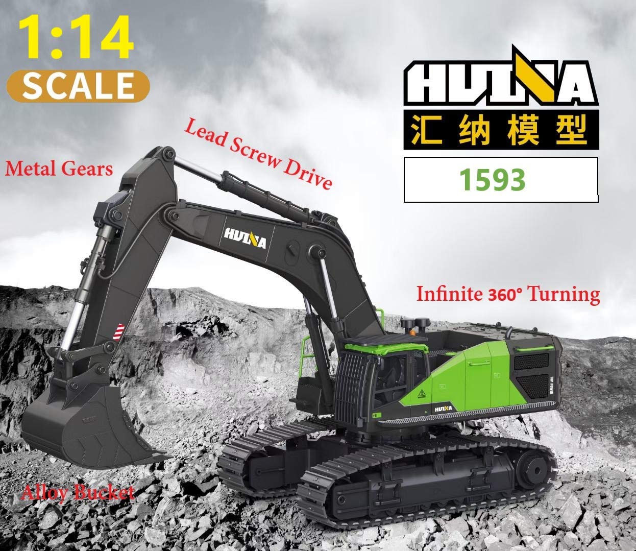 Máy xúc điều khiển từ xa Huina 1593, tỷ lệ 1:14